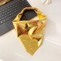 Fascia a triangolo in pelle sintetica oro metallizzato con elastico per donna - Blu Geometrico / Oro