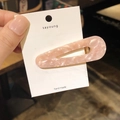 Handmade pink marble acetate hair clip with golden metal base for elegant women - Waterdrop Style / Pink