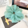 Oversized organza scrunchie in mint green with a soft layered ruffled design - Grass Green