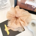 Oversized peach organza scrunchie with soft pleats in a French style aesthetic display - Milk Coffee