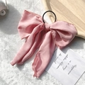 Rosa Oversize-Haargummi aus Chiffon mit Schleife für elegante Pferdeschwanz-Frisuren - Rosa