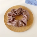 Coffee brown satin scrunchie with a glossy silk texture and pleated design - 4# Pale Purple