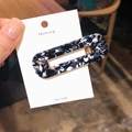 Handmade marble pattern acetate hair clip in black and white finish for women - Rectangle / Black