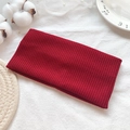 Retro minimalist knitted headband in deep red ribbed wool blend for autumn and winter style - Red