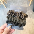 Lot de 3 chouchous en satin de soie avec imprimé léopard, vert olive et noir classique - Ensemble Léopard Vert Olive (3#)