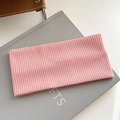 Chic pink knitted elastic headband with vertical ribbed texture for women hair styling - New Peach Pink