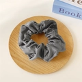 Dark grey satin scrunchie with silky pleated texture on a minimalist wooden tray - 14# Dark Gray