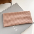 Minimalist wide knitted headband in soft morandi pink featuring a ribbed texture design - New Dark Pink