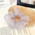 French style lavender gingham organza scrunchie with soft aesthetic mesh texture - Gingham Gray