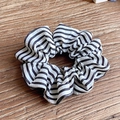 Classic oversized scrunchie with black and white horizontal stripes on wood - Extra Large / Black