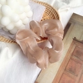 Champagne gold organza oversized scrunchie hair tie with elegant ruffled design - Champagne Basic Scrunchie