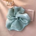 Oversized organza scrunchie in shimmering light blue with elegant soft pleated texture - Green