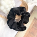 Elegant black organza scrunchie hair tie with soft pleated texture and aesthetic look - Black With Single Ring