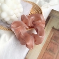 Luxurious champagne pink satin silk scrunchie with elegant pleated fabric texture - Pink Basic Scrunchie