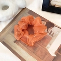 Elegant bright orange organza scrunchie hair tie for women stylish ponytail accessory - Caramel