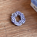 Blue and white striped fabric scrunchie on a rustic wooden background with books - Medium / Navy Blue