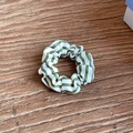 Elastic fabric scrunchie with classic white and green stripes on a wooden surface - Medium / Matcha Green