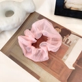 Elegant light pink organza scrunchie hair tie with delicate mesh texture and ruffle details - Light Pink