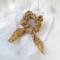 Ginger yellow floral scrunchie with rabbit ear bow design in a pastoral style - Ginger Yellow