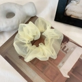 Elegant light yellow organza scrunchie with a soft translucent texture for women - Yellow