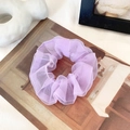 Elegant lavender organza hair scrunchie with soft mesh pleats for women - Soft Purple