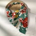 Breites Haarband mit Blumenmuster, tropischen Blüten und elastischem Faltendesign - 4# Weiß