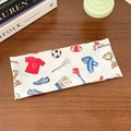 Bandeau de sport élastique blanc thème Coupe du Monde avec imprimés maillots de football - Motif de football thème maillot et baskets