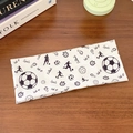 Bandeau sport blanc élastique avec motifs de football noirs et silhouettes de sport - Motif de football texte de sport noir et blanc