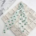 Chouchou blanc élégant avec motifs cœurs verts et longs rubans pour femmes - Coeur Vert