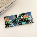 Bandeau élastique de football avec imprimés de soccer vert et bleu et motifs géométriques - Motif de football patchwork géométrique bleu vert