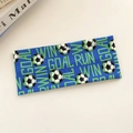 Bandeau football bleu roi avec imprimé GOAL et motifs de sport verts pour enfants - Motif de football bleu royal avec texte vert