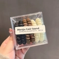 5-pack Korean style telephone wire hair ties in minimalist black and beige matte finish - Black Coffee and Off White Style