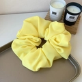 Bright yellow oversized organza scrunchie displayed on a decorative metal tray - Large / Bright Yellow