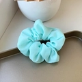 French organza oversized scrunchie in mint green chiffon with pleated texture details - Small / Sky Blue