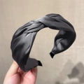 Diadema de satén gris oscuro elegante para mujer con textura de seda premium - Gris