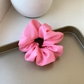 Pink organza scrunchie with oversized ruffles on a gold tray for elegant hair styling - Small / Hot Pink