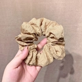 French vintage khaki pleated scrunchie with soft fabric texture and elastic band - 2# Khaki