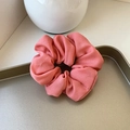 French organza scrunchie in peach pink, fluffy chiffon hair tie in champagne gold tray - Small / Pink
