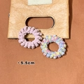 Lot de deux chouchous spirales en maille pelucheuse rose et multicolore, taille 5,5 cm - Rose Brumeuse
