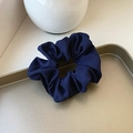 Oversized navy blue chiffon hair scrunchie with elegant pleated texture on a tray - Small / Navy Blue