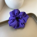 Oversized deep purple organza scrunchie with soft pleated texture on a golden tray - Small / Grape Seed