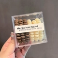 Set of 6 elastic telephone cord hair ties in brown and cream colors in a clear box - Dark Coffee and Cream Style