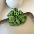Chic grass green organza scrunchie with layered ruffles on a vintage metal tray - Small / Grass Green