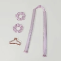 Rosa Satin Lockenwickler Set ohne Hitze mit zwei Scrunchies und einer Haarklammer für Wellen - Lockenstab/Haargummis/Clip / Rosa