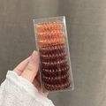 Lot de 9 élastiques à cheveux spirale transparents dégradés tons orange et brun - Couleur caramel