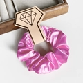 Chouchou élégant en satin de soie rouge rose pour femmes avec un éclat de haute qualité - Pêche