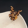 Elegant tortoiseshell leopard print butterfly hair claw clip with golden metal spring - 3# Caramel Leopard
