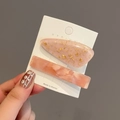 Set de barrettes en acétate rose avec feuille d'or et motif marbre pour la coiffure - Rose Feuille d'Or (2#粉色)