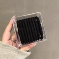 Set of durable black elastic hair bands in a clear square box for sleek ponytails - High Elastic Solid Black (7#)