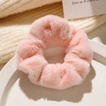 Chouchou peluche rose mignon avec texture en fausse fourrure pour coiffure automne - Rose Fille